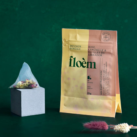 Tisane en sachets - rose, camomille & feuilles du Labrador - 8 x 10 sachets