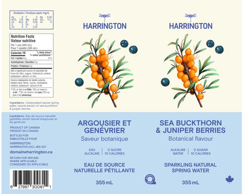 Eau pétillante Argousier & genévrier - 6 x 4x355ml