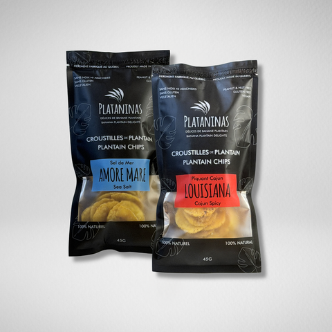 Plataninas - Chips Plantains petit format (caisse mixte 2 saveurs) - 12 x 45g